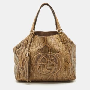 gucci beige python medium dubai exclusive soho tote