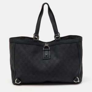 Gucci Black GG Canvas and Leather Abbey D-Ring Shopper Tote