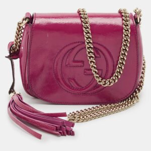 Gucci Fuchsia Patent Leather Soho Flap Shoulder Bag