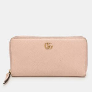 Gucci Pink Leather Marmont Zip Around Continental Wallet