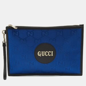 Gucci Blue/Black GG Nylon and Leather Off The Grid Clutch
