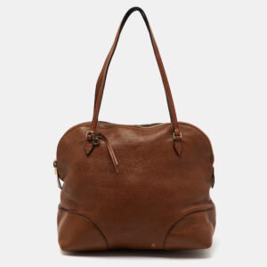 Gucci Brown Leather Bree Zip Dome Satchel