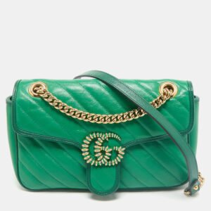 luxury-women-gucci-used-handbags-p1156202-015.jpg gucci green diagonal quilt leather small gg marmont torchon shoulder bag