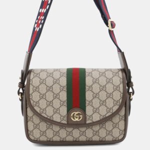 luxury-women-gucci-used-handbags-p1157667-015 Gucci Beige Gg Supreme Canvas Leather Small Ophidia Shoulder Bag