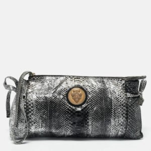 Gucci Silver/black Python Large Hysteria Clutch