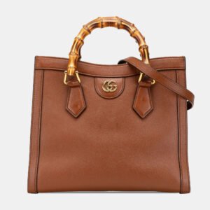 Gucci Brown Small Leather Bamboo Diana Satchel