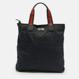 Gucci Black GG Canvas Vertical Tote