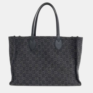 Gucci Black Denim Ophidia GG Large Tote Bag