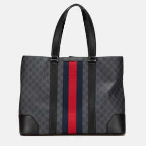 Gucci Black Large GG Supreme Web Tote