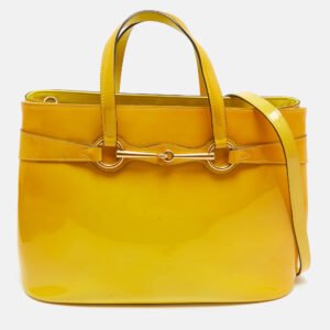 Gucci Yellow Ombre Patent Leather Medium Bright Bit Tote