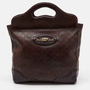 gucci dark brown guccissima leather large punch top handle tote