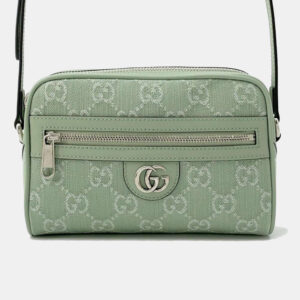 Gucci Ophidia Mini Paille Green GG Supreme Canvas Leather Shoulder Bag