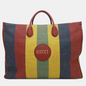 Gucci Multicolor Baiadera Stripe Canvas Convertible Tote