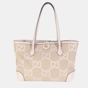 Gucci Pink Monogram Jumbo GG Textured Calfskin Medium Ophidia Shopping Tote bag