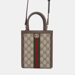 Gucci Ophidia Beige/Brown GG Supreme Leather Handbag
