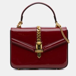 Gucci Red Mini Patent Sylvie 1969 Top Handle Bag