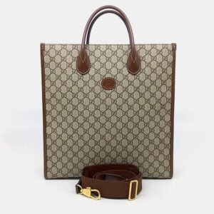 Gucci Canvas Interlocking G Medium Tote and Shoulder Bag