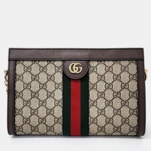 luxury-women-gucci-used-handbags-p973507-002 Gucci Beige GG Supreme Canvas Ophidia Shoulder Bag