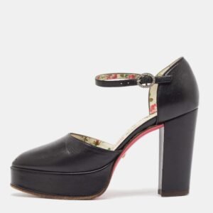 Gucci Black Leather Agon Mary Jane Pumps Size 36.5