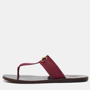 Gucci Pink Suede Horsebit Thong Flats Size 37