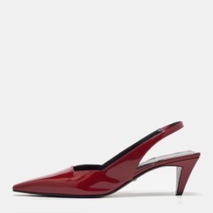 Gucci Burgundy Patent Leather Slingback Pumps Size 38
