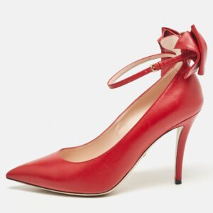 Gucci Red Leather Queen Margaret Pumps Size 38