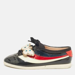 Gucci Multicolor Patent Leather New Ace Falacer Butterfly Sneakers Size 37.5