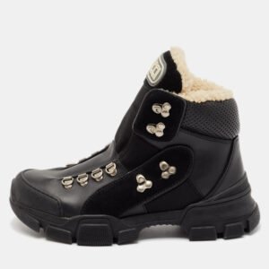 Gucci Black Leather Flashtrek Chunky Slip On Sneakers Size 39