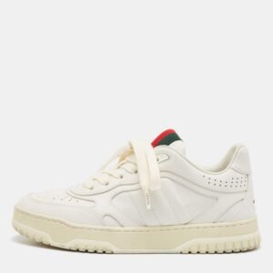 Gucci White Leather Re-Web Sneakers Size 36.5