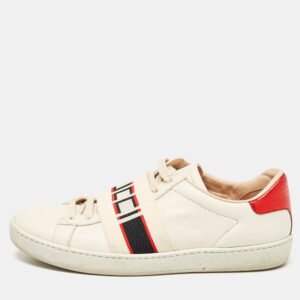 Gucci Cream Leather Logo Band Ace Sneakers Size 36