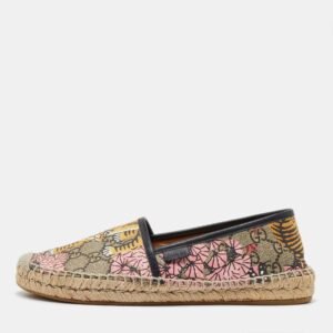 Gucci Multicolor Bengal Tiger Print GG Supreme Canvas Pilar Espadrille Flats Size 38