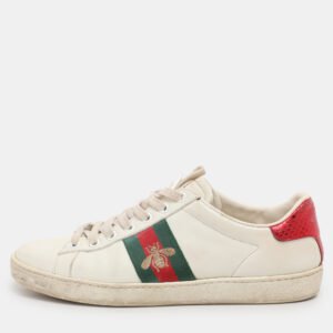 Gucci White Leather Ace Low Top Sneakers Size 38