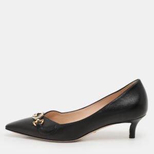Gucci Black Leather Zumi Pumps Size 38