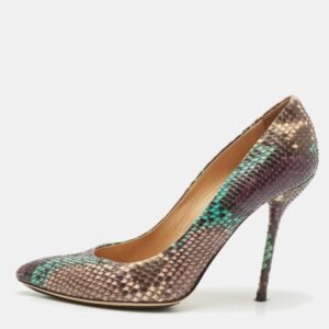 Gucci Multicolor Python Horsebit Pointed Toe Pumps Size 37.5