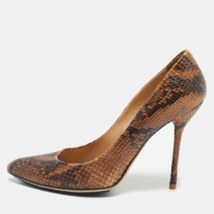 luxury-women-gucci-used-shoes-p1144525-001 Gucci Brown Python Leather Pointed Toe Pumps Size 37.5