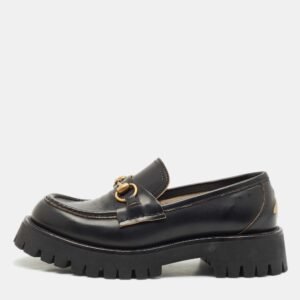 Gucci Black Leather Horsebit Loafers Size 38.5