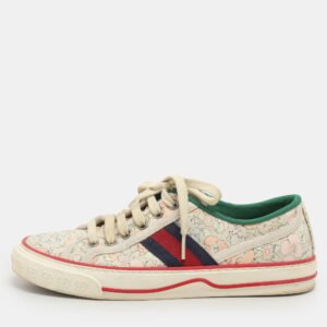 Gucci Multicolor Floral Print Canvas Tennis 1977 Low Top Sneakers Size 37