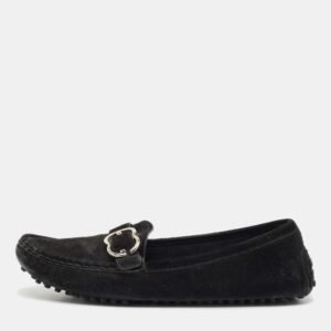 Gucci Black Suede Slip On Loafers Size 38.5