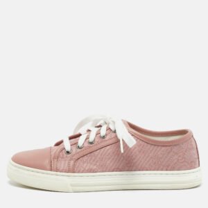 Gucci Pink GG Canvas and Leather Cap Toe Low Top Sneakers Size 36