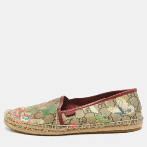 Gucci Multicolor Tian Print GG Supreme Canvas Flat Espadrilles Size 41.5