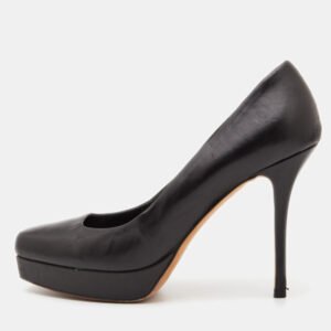 Gucci Black Leather Tile Platform Pumps Size 40