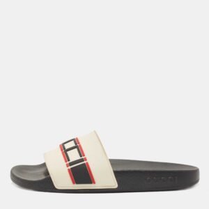 Gucci Off White Rubber Logo Slides Size 38