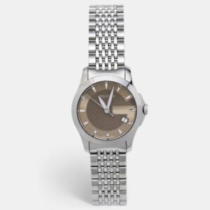Gucci Brown Stainless Steel G-Timeless YA126503 Women's Wristwatch 27 mm