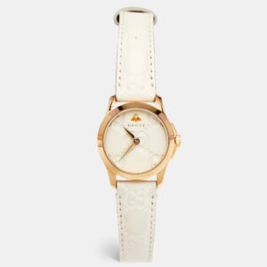 luxury-women-gucci-used-watches-p1145429-007.jpg gucci cream gold plated stainless steel leather g-timeless 126.5 women's wristwatch 27 mm