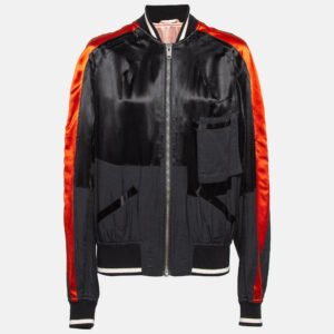 Haider Ackermann Black Satin Bomber Jacket S