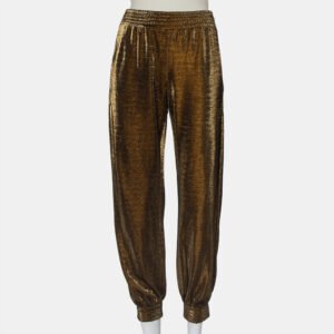 Haney Metallic Lurex Knit Side Slit Detail Harem Joggers M