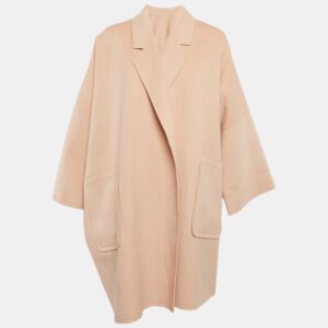 Helmut Lang Pink Wool Open Front Mid-Length Coat XS