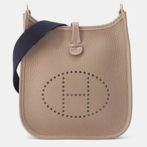 Hermes Etoupe/Blue Indigo Taurillon Clemence Evelyne Amazon TPM Bag