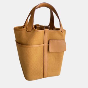 Hermes  Rouge H Epsom Tressage De Cuir Picotin Lock Capucine Celeste 18 Handbag