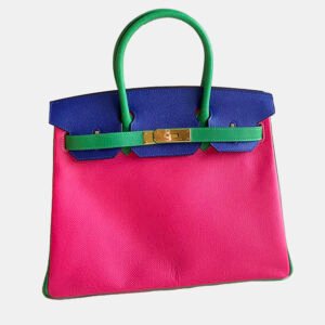 Hermes Tricolor Epsom Leather Gold Finished Birkin 30 Bag